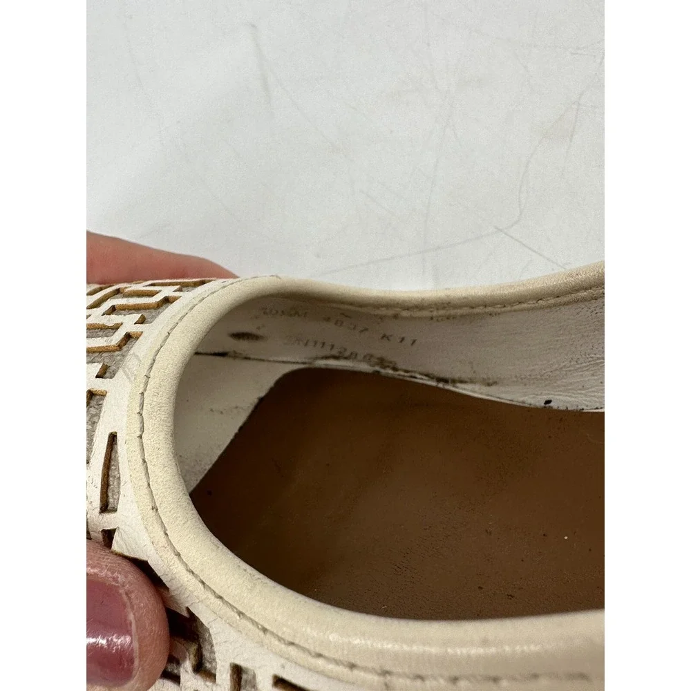 TORY BURCH‎ REGAN LEATHER WHITE OFF HEEL PUMP OPEN TOE SIZE 10.5